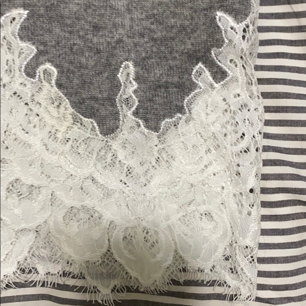 The Kooples Grey Wool Sweater with Lace Trim - Picture 3 of 6